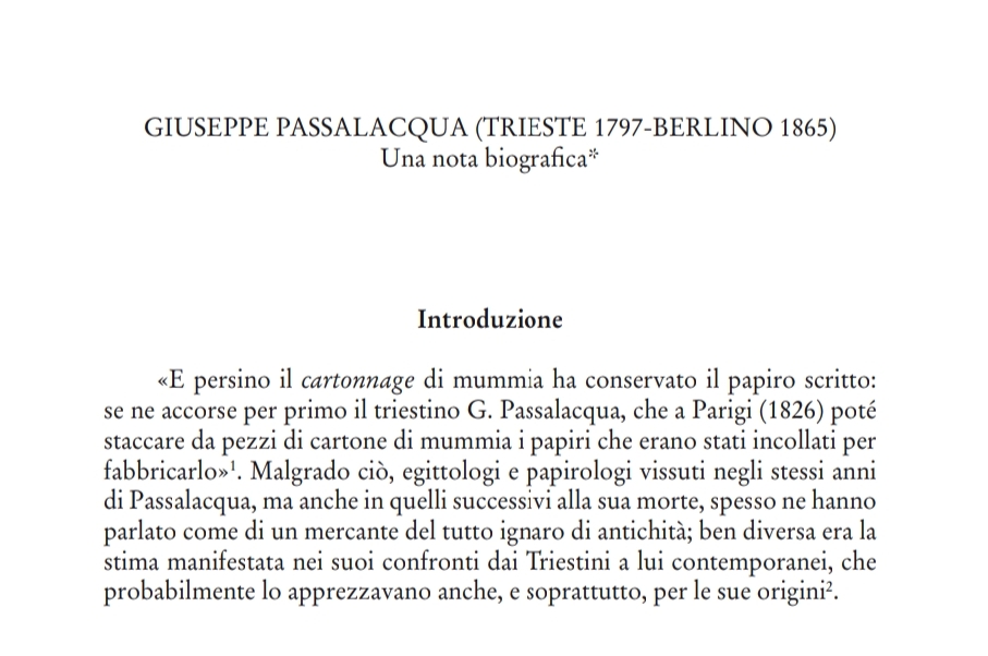 Giuseppe Passalacqua: una nota biografica (2010)