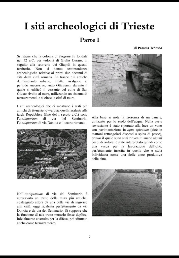 I siti archeologici di Trieste, Parte I
