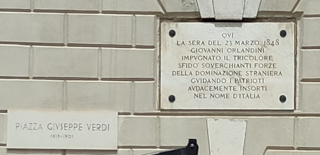 Lapide in memoria del tentativo insurrezionale del 23 marzo 1848 promosso da Giovanni Orlandini.