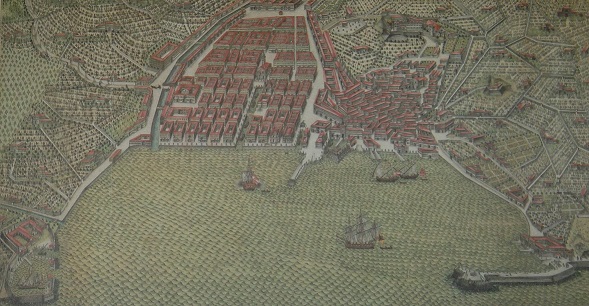 Veduta pittorica della città di Trieste, acquerello, fine del Settecento